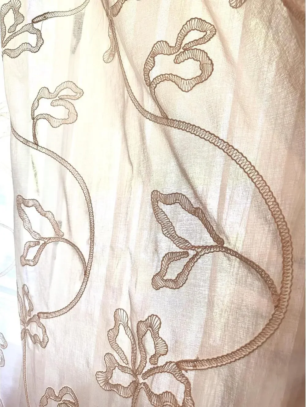Porch & Den Supreme Embroidered Floral Semi-Sheer Rod Pocket Panel 50 × 95 Ivory